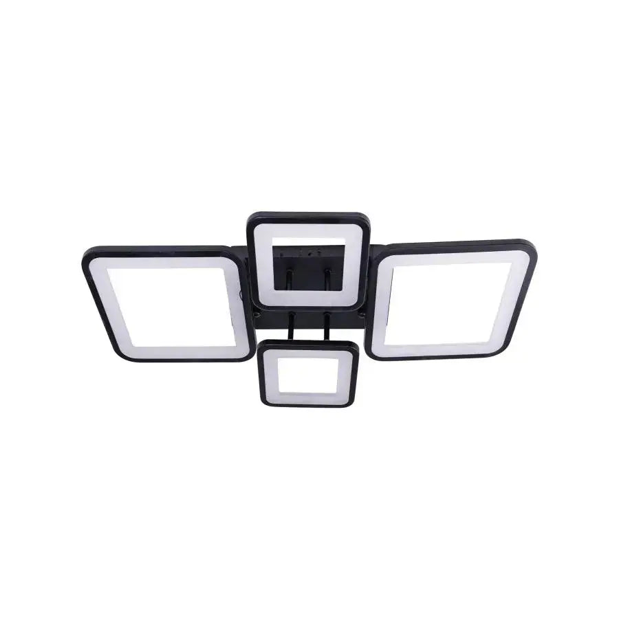 Πολυέλαιος LED με τηλεχειριστήριο ELLA 85W, 4 Τετράγωνα, Κρύο/Ζεστό/Ουδέτερο φως, Ρυθμιζόμενο, Μαύρο