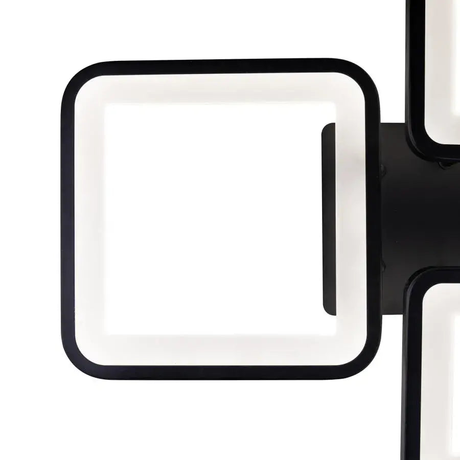 Πολυέλαιος LED με τηλεχειριστήριο ELLA 85W, 4 Τετράγωνα, Κρύο/Ζεστό/Ουδέτερο φως, Ρυθμιζόμενο, Μαύρο