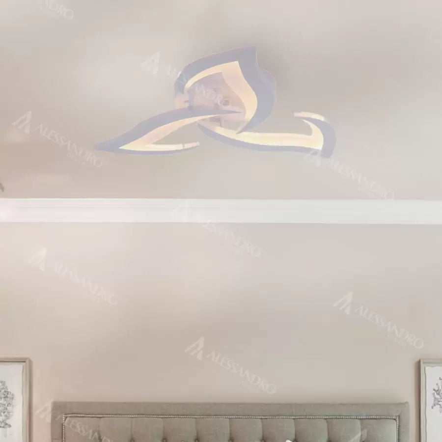 Πολυέλαιος LED με τηλεχειριστήριο LOTUS 34W, 3 πέταλα, Κρύο/Ζεστό/Ουδέτερο φως, Ρυθμιζόμενο, Λευκό