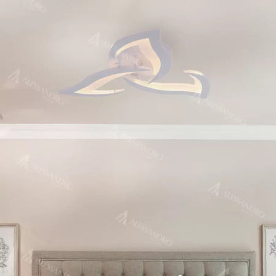 Πολυέλαιος LED με τηλεχειριστήριο LOTUS 34W, 3 πέταλα, Κρύο/Ζεστό/Ουδέτερο φως, Ρυθμιζόμενο, Λευκό