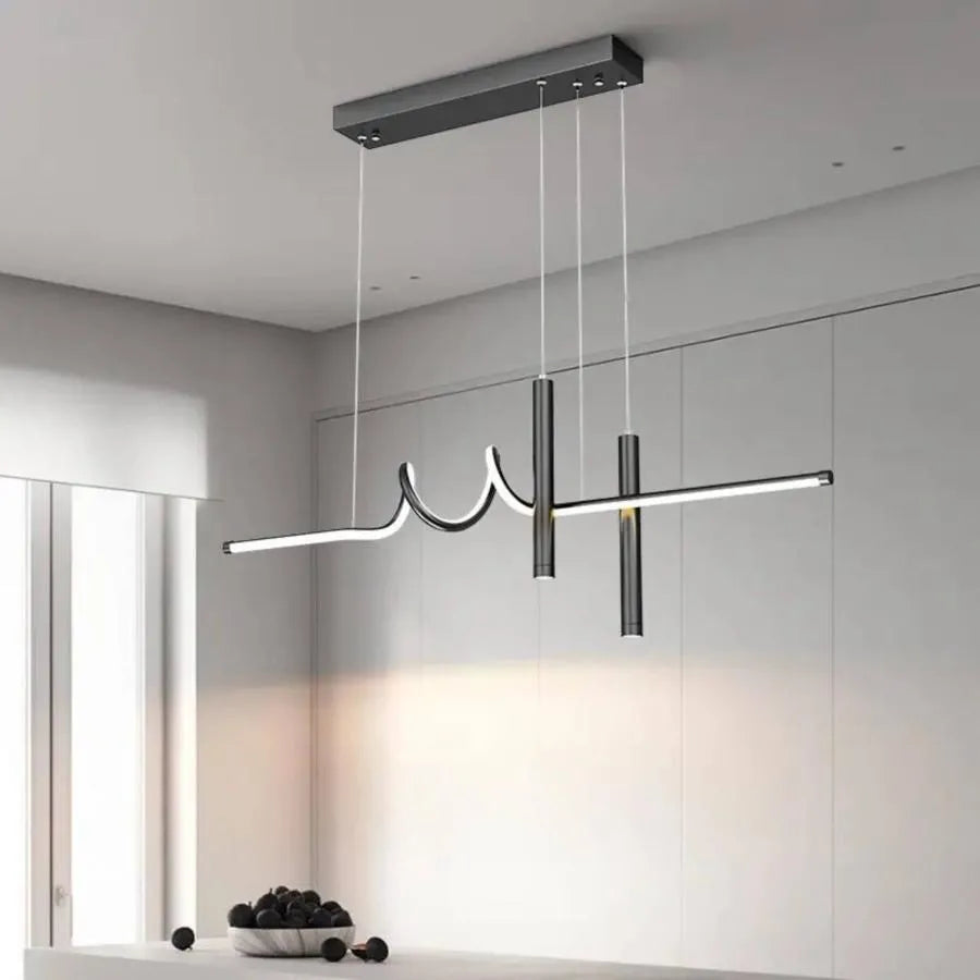 Κρεμαστός πολυέλαιος LED με τηλεχειριστήριο DANNA 35W, Κρύο/Ζεστό/Ουδέτερο φως, Ρυθμιζόμενο, Μαύρο, Ρυθμιζόμενο ύψος