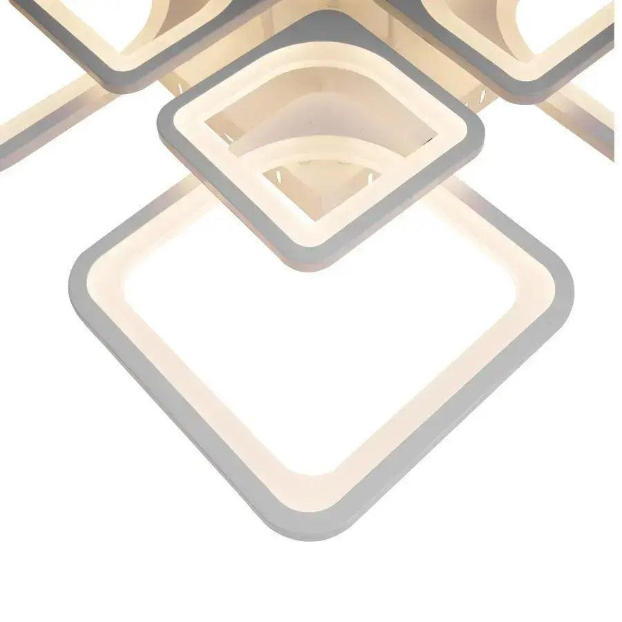 Πολυέλαιος LED με τηλεχειριστήριο ZOE 135W, 8 Τετράγωνα, Κρύο/Ζεστό/Ουδέτερο φως, Ρυθμιζόμενο, Λευκό