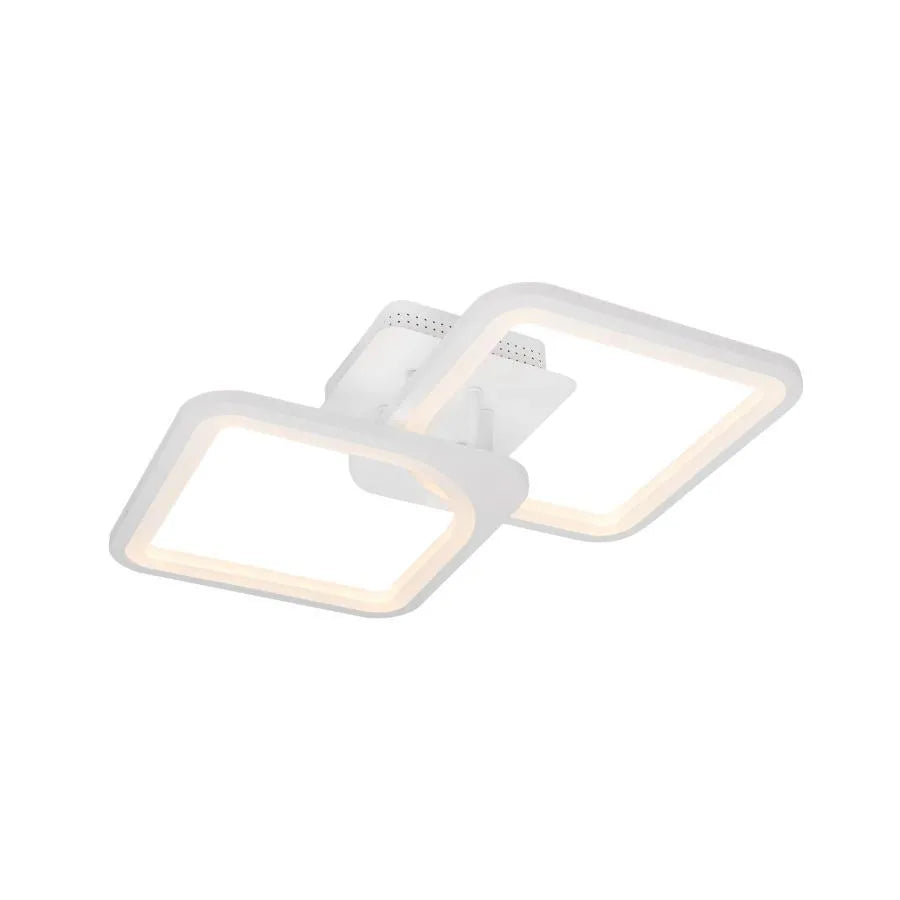 Πολυέλαιος LED με τηλεχειριστήριο ZOE 69W, 2 Τετράγωνα, Κρύο/Ζεστό/Ουδέτερο φως, Ρυθμιζόμενο, Λευκό