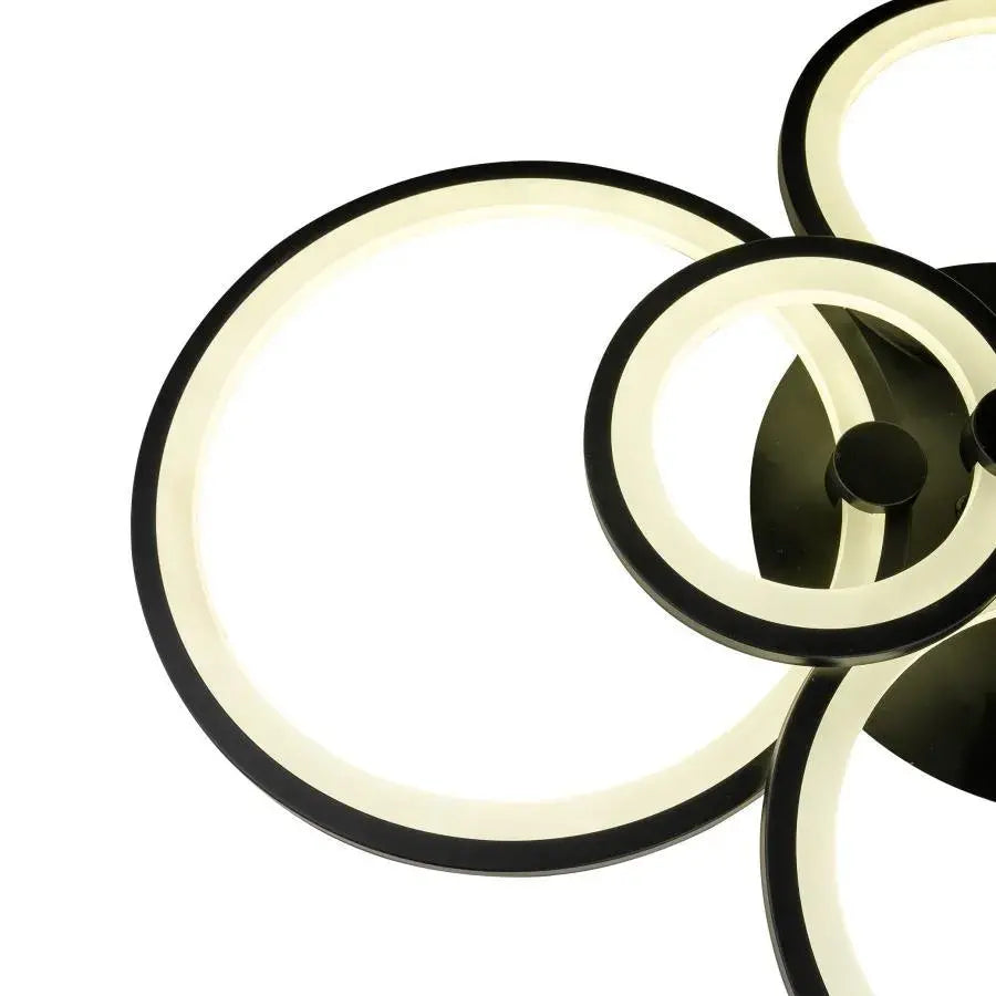 Πολυέλαιος LED με τηλεχειριστήριο ALANI 152W, 6 Κύκλοι, Κρύο/Ζεστό/Ουδέτερο φως, Ρυθμιζόμενο, Μαύρο