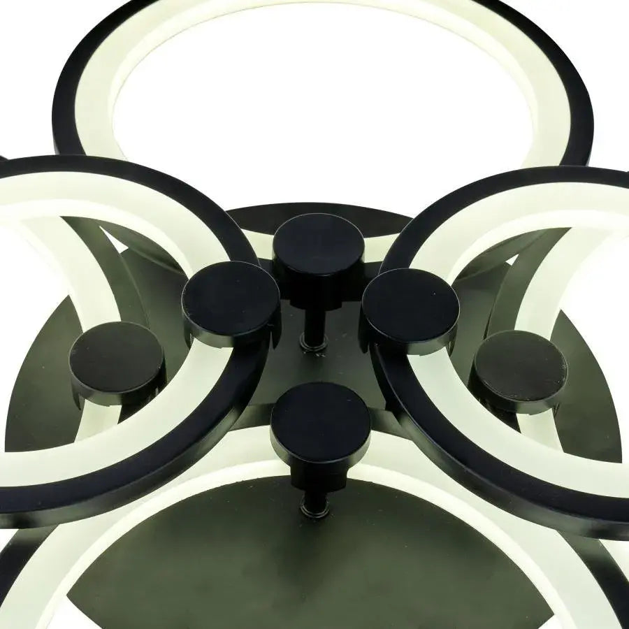 Πολυέλαιος LED με τηλεχειριστήριο ALANI 152W, 6 Κύκλοι, Κρύο/Ζεστό/Ουδέτερο φως, Ρυθμιζόμενο, Μαύρο