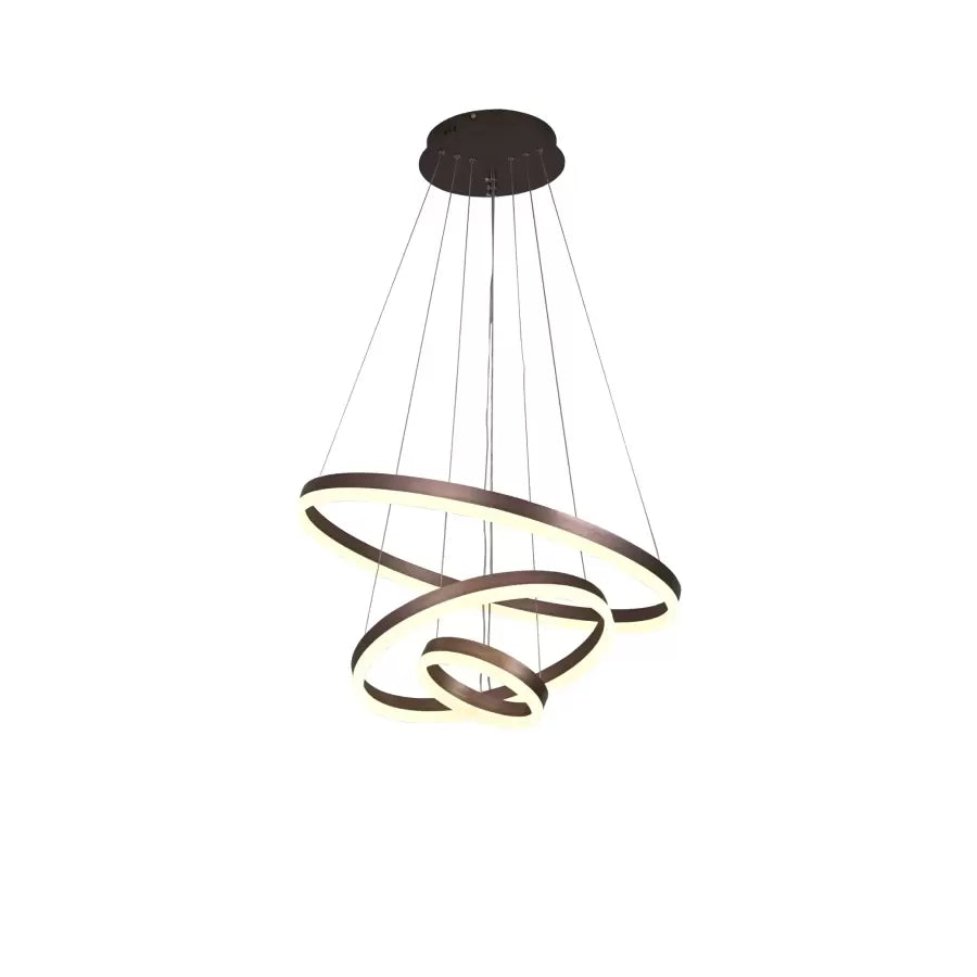 Κρεμαστός πολυέλαιος LED με τηλεχειριστήριο EMANUELLE 152W, 3 κύκλοι, Κρύο/Ζεστό/Ουδέτερο φως, Ρυθμιζόμενο, Καφέ, Ρυθμιζόμενο ύψος