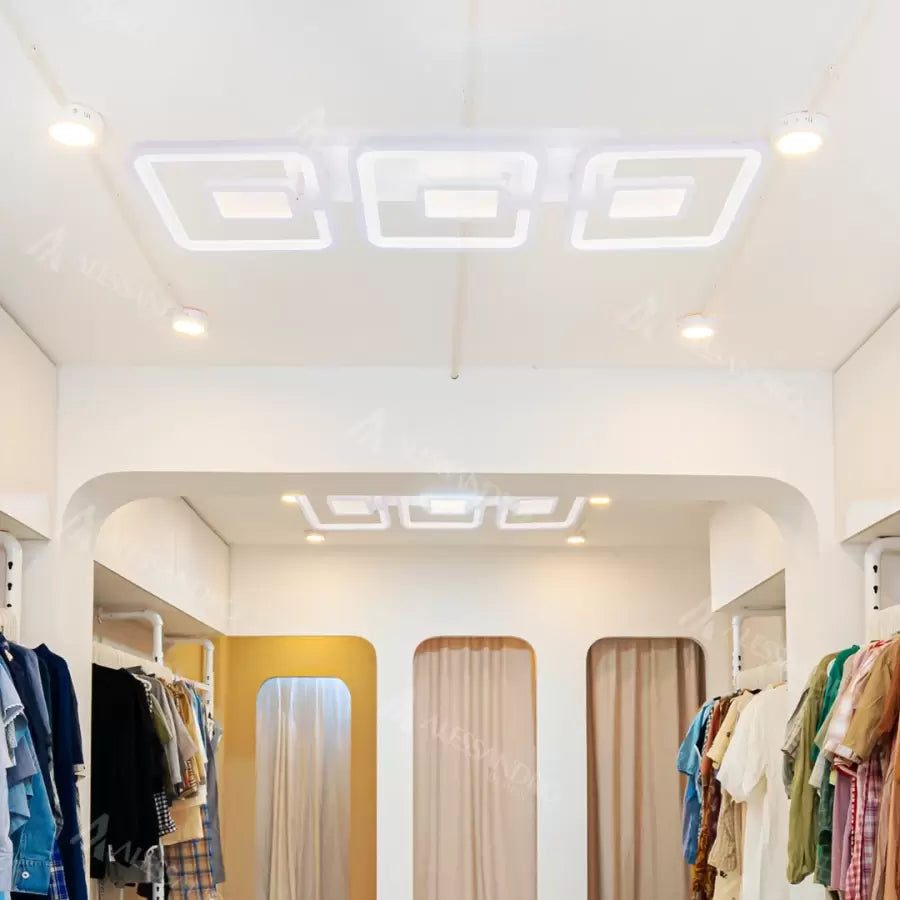 Πολυέλαιος LED με τηλεχειριστήριο FELIX 75W, 3 Τετράγωνα, Κρύο/Ζεστό/Ουδέτερο φως, Ρυθμιζόμενο, Λευκό