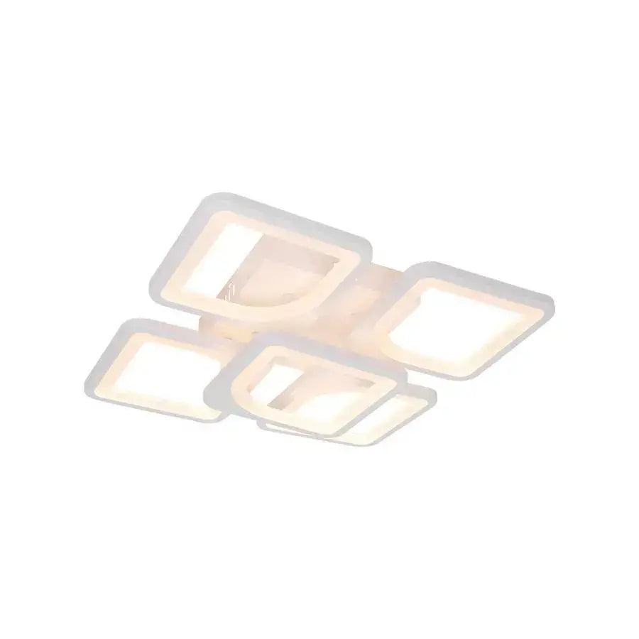 Πολυέλαιος LED με τηλεχειριστήριο FELY 80W, 5 Τετράγωνα, Κρύο/Ζεστό/Ουδέτερο φως, Ρυθμιζόμενο, Λευκό