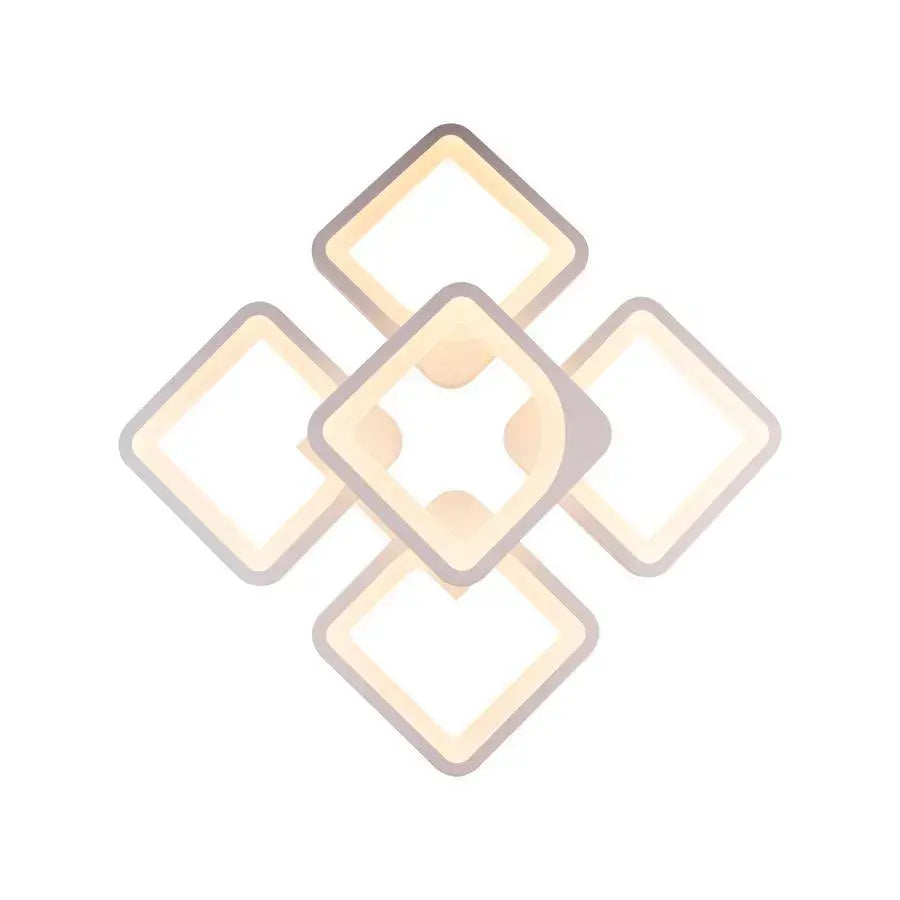 Πολυέλαιος LED με τηλεχειριστήριο FELY 80W, 5 Τετράγωνα, Κρύο/Ζεστό/Ουδέτερο φως, Ρυθμιζόμενο, Λευκό