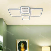 LED πολυέλαιος με τηλεχειριστήριο, Ella, 4 τετράγωνα, 88W, κρύο/ζεστό/ουδέτερο φως, ασταθές, λευκό