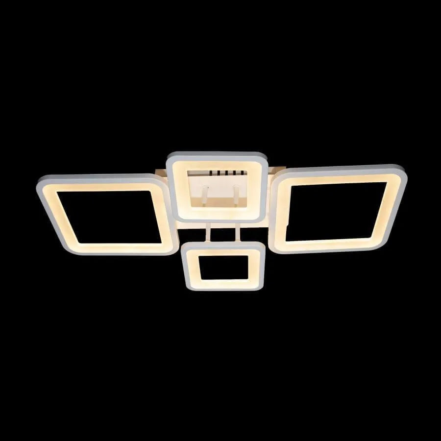 Πολυέλαιος LED με τηλεχειριστήριο ELLA 85W, 4 Τετράγωνα, Κρύο/Ζεστό/Ουδέτερο φως, Ρυθμιζόμενο, Λευκό