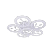 LED πολυέλαιος με τηλεχειριστήριο Daisy, 6 αντικείμενα, 72W, κρύο/ζεστό/ουδέτερο φως, ασταθές, λευκό με κρυστάλλινο