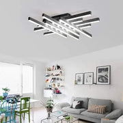 Πολυέλαιος LED με τηλεχειριστήριο MORA 160W, 8 Στοιχεία, Γραμμικό, Κρύο/Ζεστό/Ουδέτερο φως, Ρυθμιζόμενο, Μαύρο