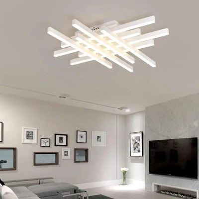 Πολυέλαιος LED με τηλεχειριστήριο MORA 160W, 8 Στοιχεία, Γραμμικό, Κρύο/Ζεστό/Ουδέτερο φως, Ρυθμιζόμενο, Λευκό