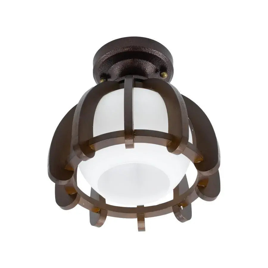 Πολυέλαιος, 1*e27, καφέ με λευκό, ξύλο και γυαλί