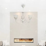 Πολυέλαιος VINTAGE, Κρεμαστό τύπου με μπράτσα, ΚΑΤΟΙΚΙΑ, Κυκλικό, 3xE27, Γυαλί και Μέταλλο, Λευκό