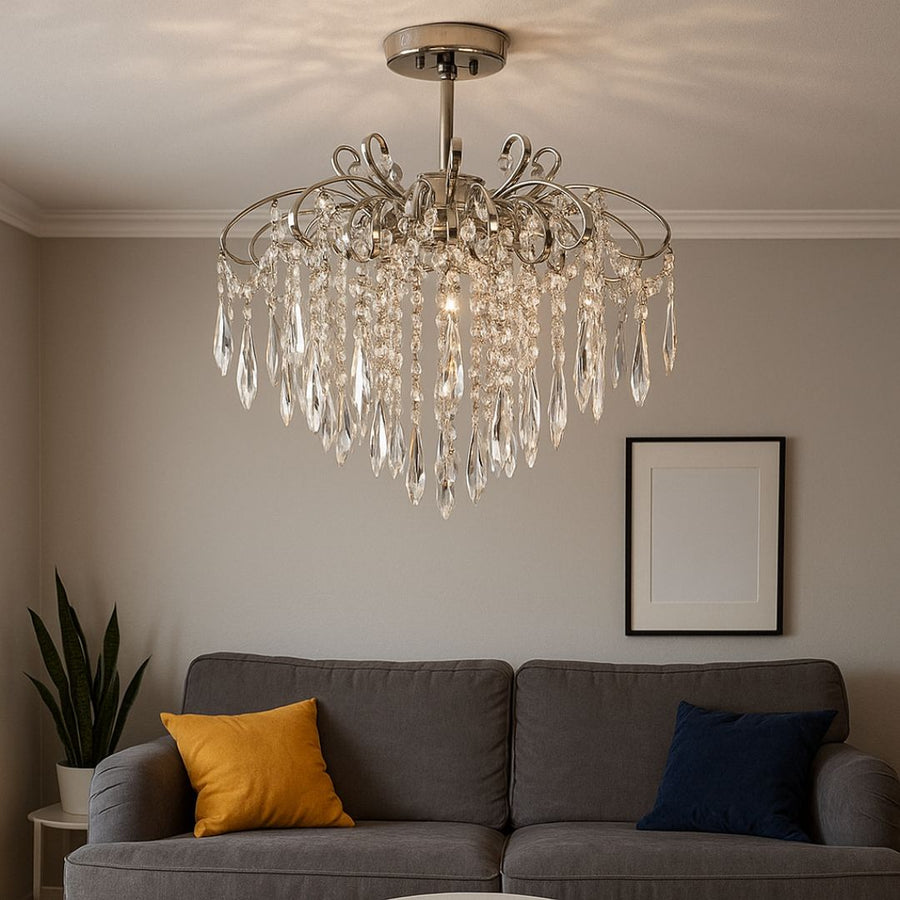 Cristal πολυέλαιος Ego 5x E27, διάμετρος 47cm, γυαλιστερό χρώμιο