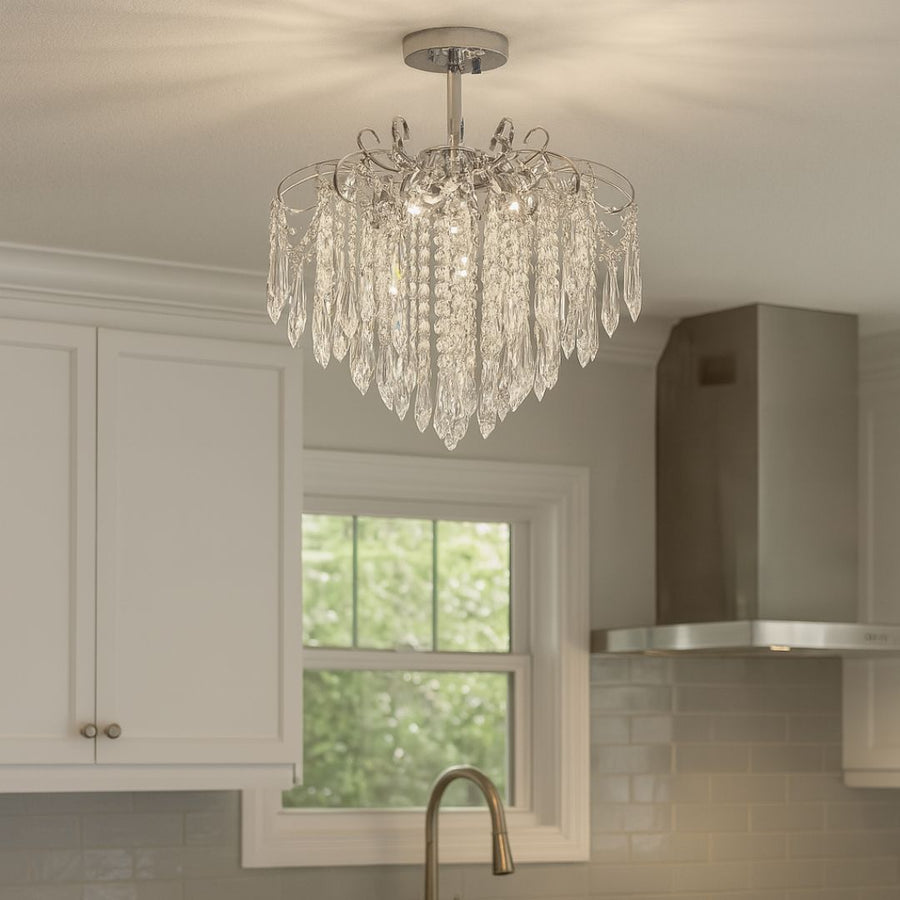 Cristal πολυέλαιος Ego 5x E27, διάμετρος 47cm, γυαλιστερό χρώμιο