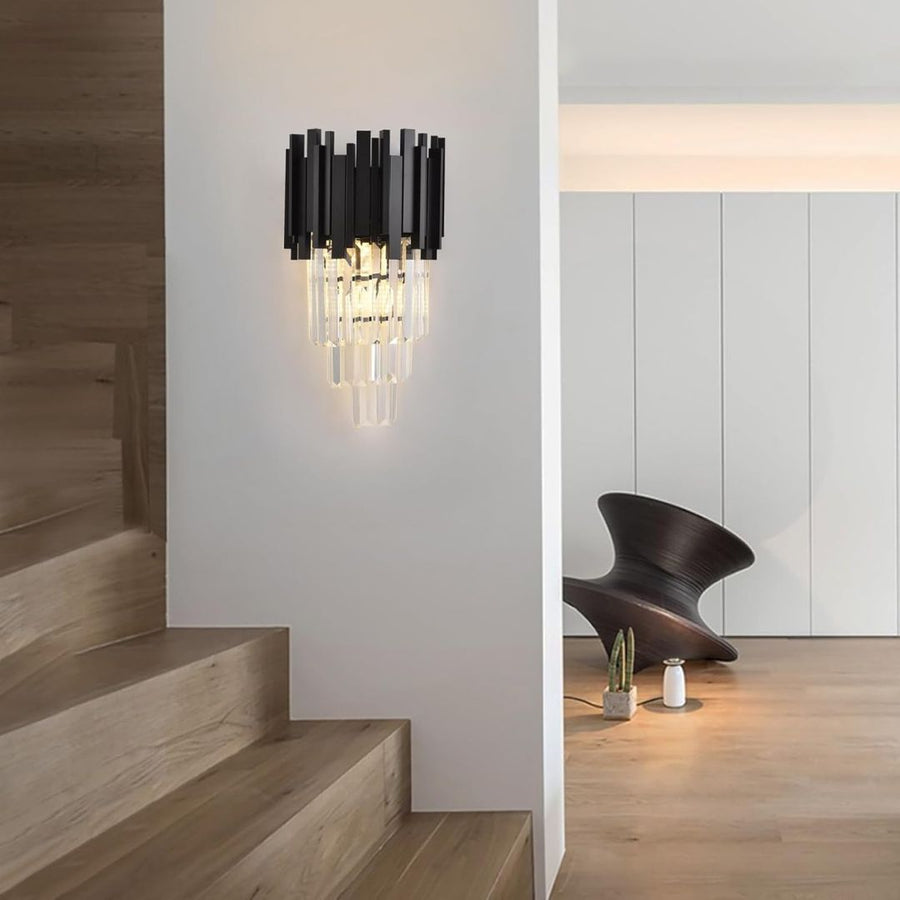 BLOIS Piccolo Crystal Chandelier Light, 2xE14, Μαύρο