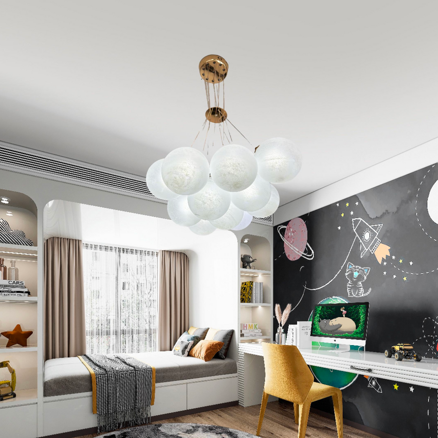 MODERN Πολυέλαιος, Τύπος Εκκρεμές, LOFT Bagliore, Globe, 9xE27, Ρυθμιζόμενο ύψος, Χρυσό