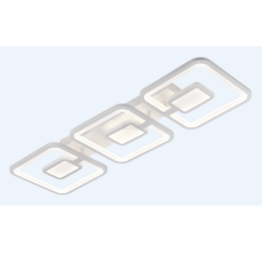 Πολυέλαιος LED με τηλεχειριστήριο FELIX 75W, 3 Τετράγωνα, Κρύο/Ζεστό/Ουδέτερο φως, Ρυθμιζόμενο, Λευκό