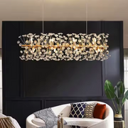 Crystal πολυέλαιος Minuet 9x G9, μήκους 70cm, γυαλιστερό χρυσό, ρυθμιζόμενο ύψος