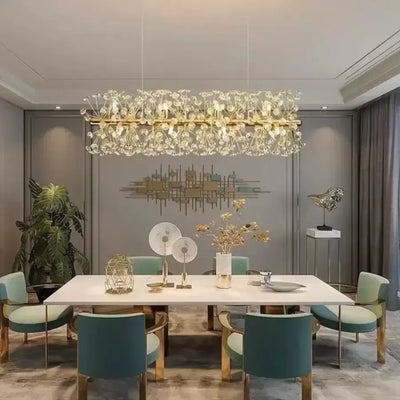 Crystal πολυέλαιος Minuet 9x G9, μήκους 70cm, γυαλιστερό χρυσό, ρυθμιζόμενο ύψος