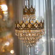 Candelabru Cristal REGALITE Petito, 3XE14, Diametru 25cm, Auriu Lucios, Inaltime Reglabila