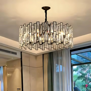 Crystal πολυέλαιος Melitina 6xe27, διάμετρος 49cm, μαύρο, ρυθμιζόμενο ύψος