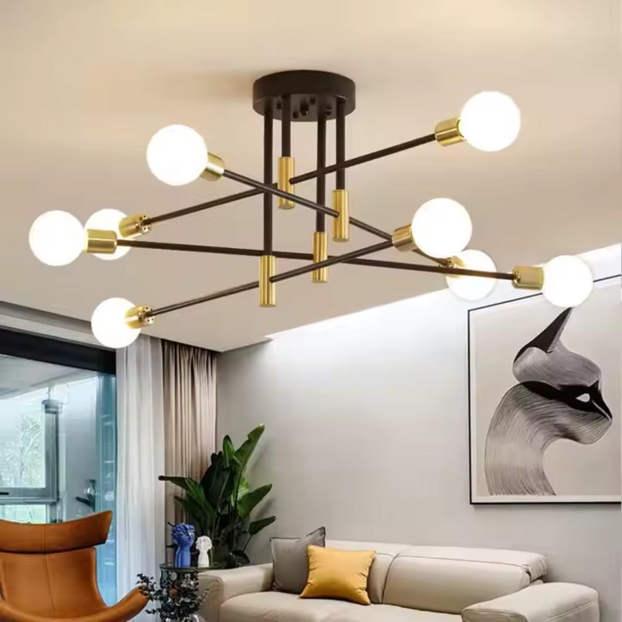 Πολυέλαιος Modernist Hexa 8 Duo, 8x E27, Μαύρο και Χρυσό, Μοντέρνο Σχέδιο