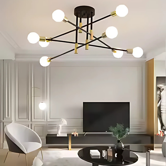 Πολυέλαιος Modernist Hexa 8 Duo, 8x E27, Μαύρο και Χρυσό, Μοντέρνο Σχέδιο