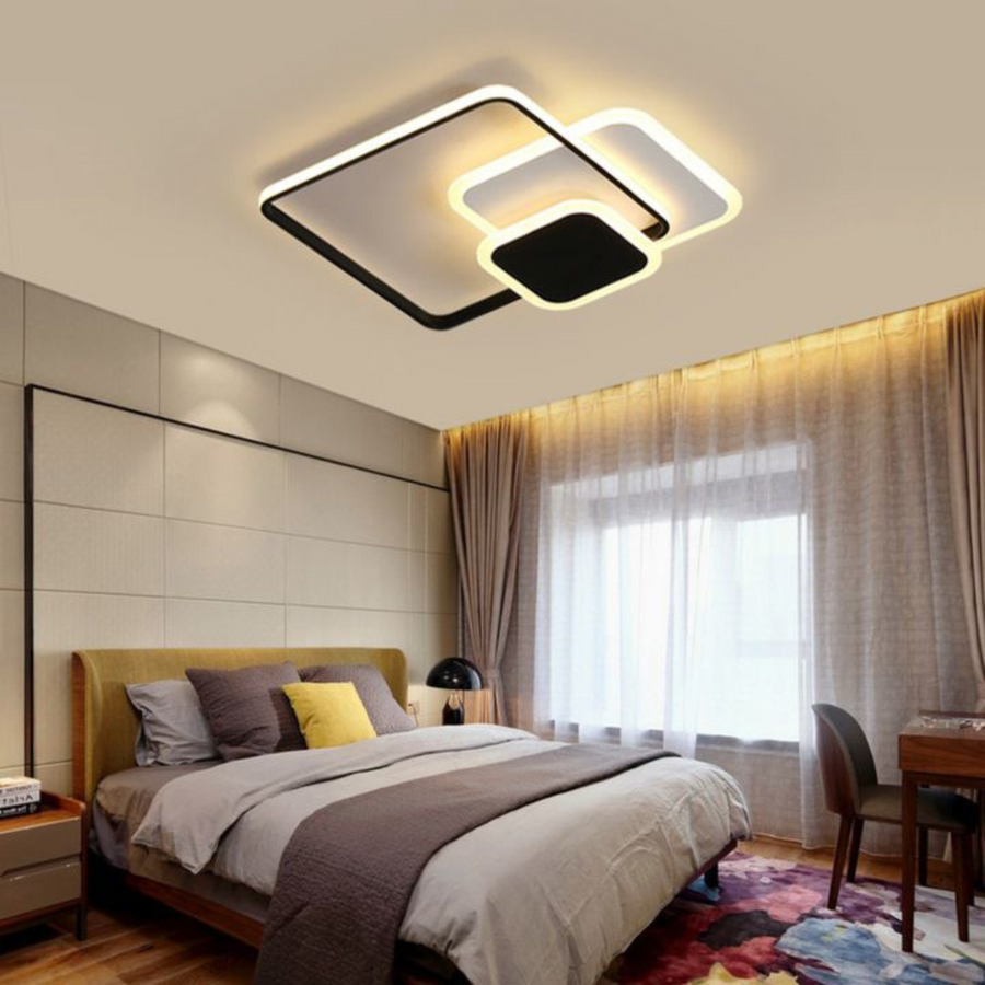 Πολυέλαιος LED με τηλεχειριστήριο ANEMONA 75W, 3 Τετράγωνα, Κρύο/Ζεστό/Ουδέτερο φως, Ρυθμιζόμενο, Μαύρο