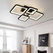 LED πολυέλαιος με τηλεχειριστήριο, Ella, 4 τετράγωνα, 85W, κρύο/ζεστό/ουδέτερο φως, άκαμπτο, μαύρο