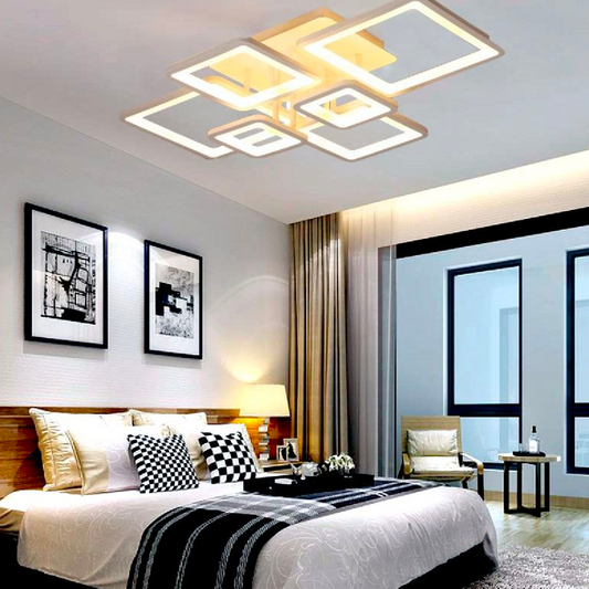Πολυέλαιος LED με τηλεχειριστήριο ELLA 124W, 6 Τετράγωνα, Κρύο/Ζεστό/Ουδέτερο φως, Ρυθμιζόμενο, Λευκό