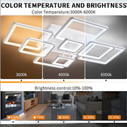 LED Lust με τηλεχειριστήριο, Ella, 8 τετράγωνα, 203W, κρύο/ζεστό/ουδέτερο φως, ασταθές, λευκό