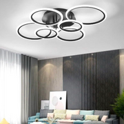 LED πολυέλαιος με τηλεχειριστήριο, Betty, 6 κύκλοι, 82W, κρύο/ζεστό/ουδέτερο φως, ασταθές, μαύρο