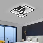 LED πολυέλαιος με τηλεχειριστήριο, Ζωή, 3 τετράγωνα, 64W, κρύο/ζεστό/ουδέτερο φως, ασταθές, μαύρο