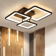 LED πολυέλαιος με τηλεχειριστήριο, Ζωή, 3 τετράγωνα, 64W, κρύο/ζεστό/ουδέτερο φως, ασταθές, μαύρο