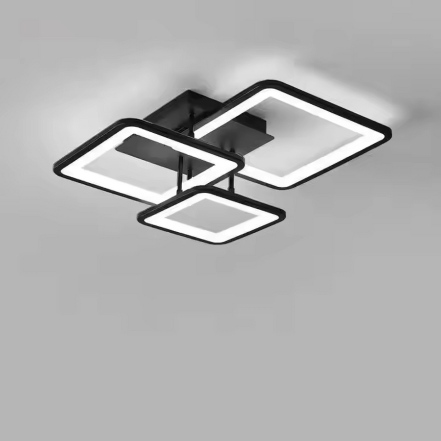 Πολυέλαιος LED με τηλεχειριστήριο ZOE 64W, 3 Τετράγωνα, Κρύο/Ζεστό/Ουδέτερο φως, Ρυθμιζόμενο, Μαύρο