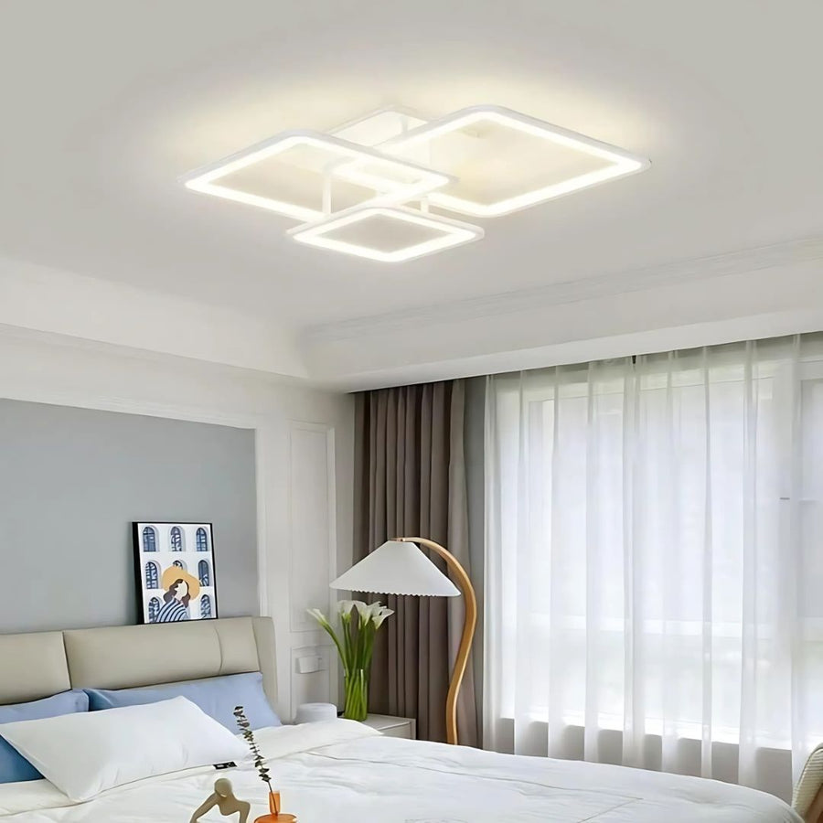 Πολυέλαιος LED με τηλεχειριστήριο ZOE, 64W, 3 τετράγωνα, κρύο/ζεστό/ουδέτερο φως, ρυθμιζόμενο, λευκό