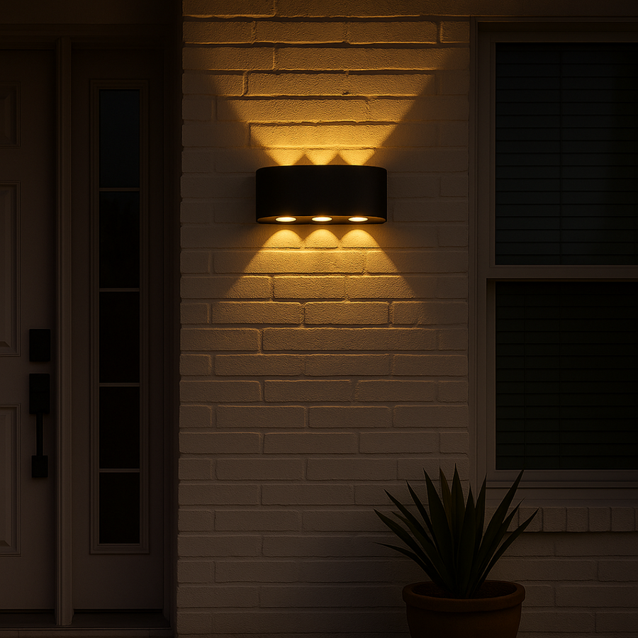 Ellis Εξωτερικό φως τοίχου LED, 6W, 6 πηγές φωτός, θερμό φως, μαύρο