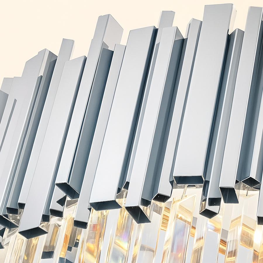 Κρυστάλλινος πολυέλαιος BLOIS Ascender E14, Διάμετρος 60cm, Ασημί, Ρυθμιζόμενο Ύψος