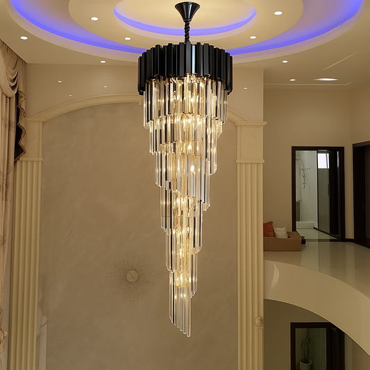 BLOIS Ascender Crystal Chandelier, 28xE14, Διάμετρος 60cm, Μαύρο, Ρυθμιζόμενο Ύψος