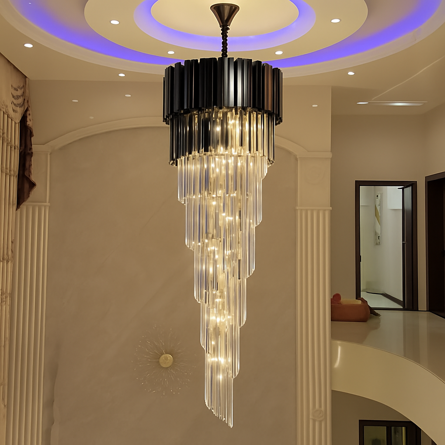 BLOIS Ascender Crystal Chandelier, 28xE14, Διάμετρος 60cm, Μαύρο, Ρυθμιζόμενο Ύψος
