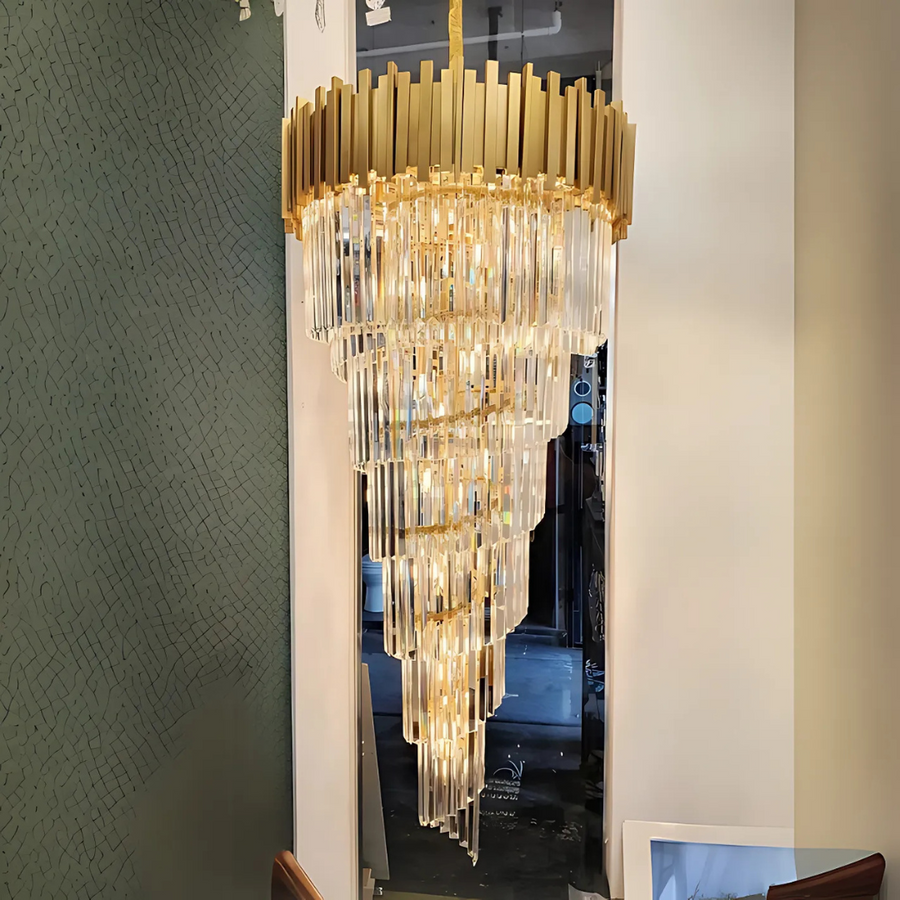 Κρυστάλλινος πολυέλαιος BLOIS Ascender E14, Διάμετρος 60cm, Χρυσός, Ρυθμιζόμενο Ύψος