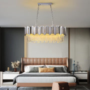 BLOIS Regalis Crystal Chandelier 10xE14, Διάμετρος 80cm, Ασημί, Ρυθμιζόμενο Ύψος