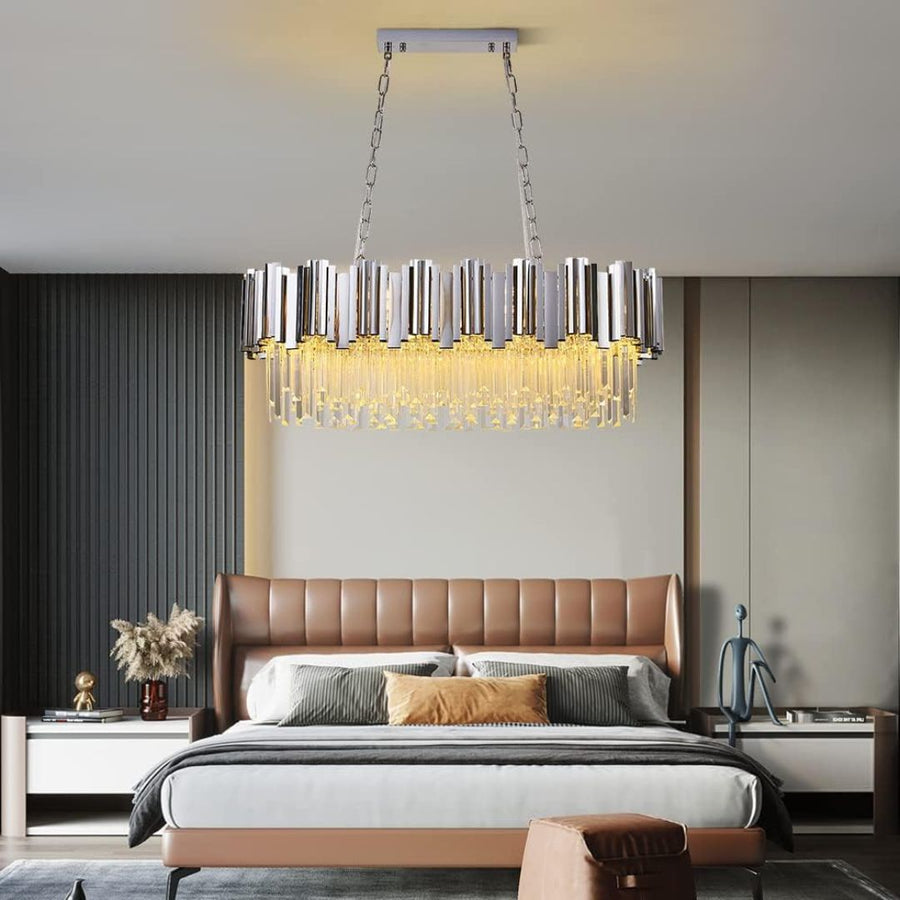 BLOIS Regalis Crystal Chandelier 10xE14, Διάμετρος 80cm, Ασημί, Ρυθμιζόμενο Ύψος