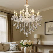 Sanssoci 8xe14 Crystal and Metal Chandelier - Βασιλική κομψότητα, ρυθμιζόμενο ύψος, ασημένιο λευκό