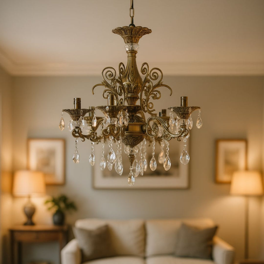 SANSSOUCI Magno Crystal Πολυέλαιος, 6xE14, Διάμετρος 60cm, Αντίκα Μπρούτζος