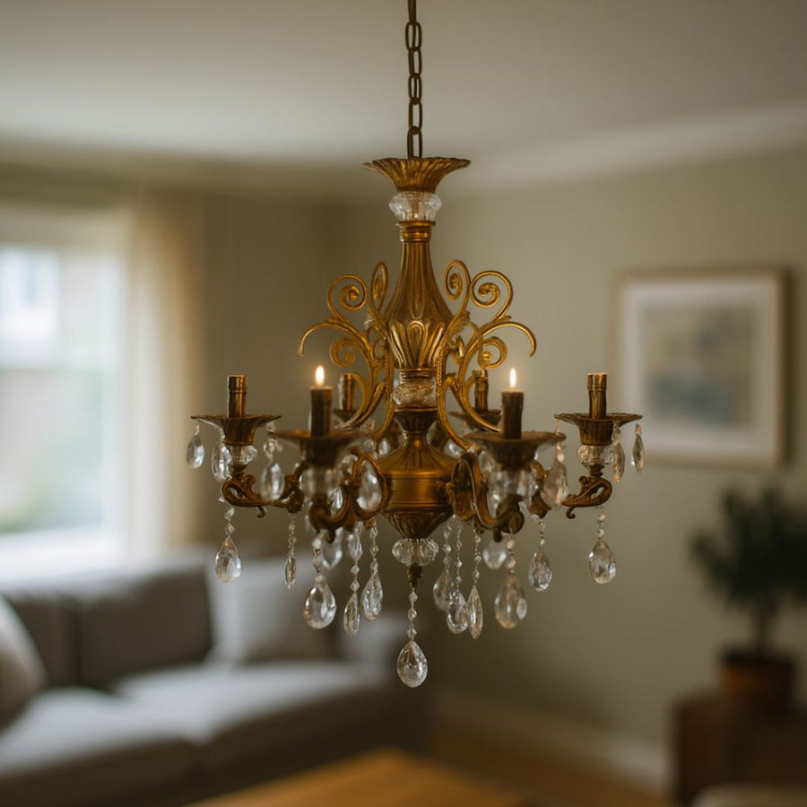 SANSSOUCI Magno Crystal Πολυέλαιος, 6xE14, Διάμετρος 60cm, Αντίκα Μπρούτζος